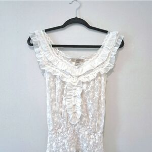 American Rag White Ruffled Tank Top